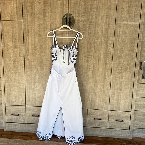 Commense Semi-Sheer Floral Embroidery Back Bow Maxi Dress - Picture 13 of 17